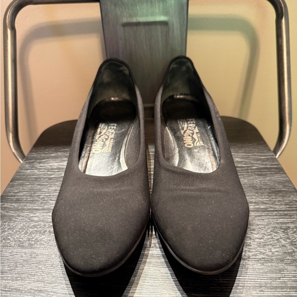 Salvatore Ferragamo Jet Black NELLA Nylon Wedge Loafer Size 10 - Picture 2 of 14